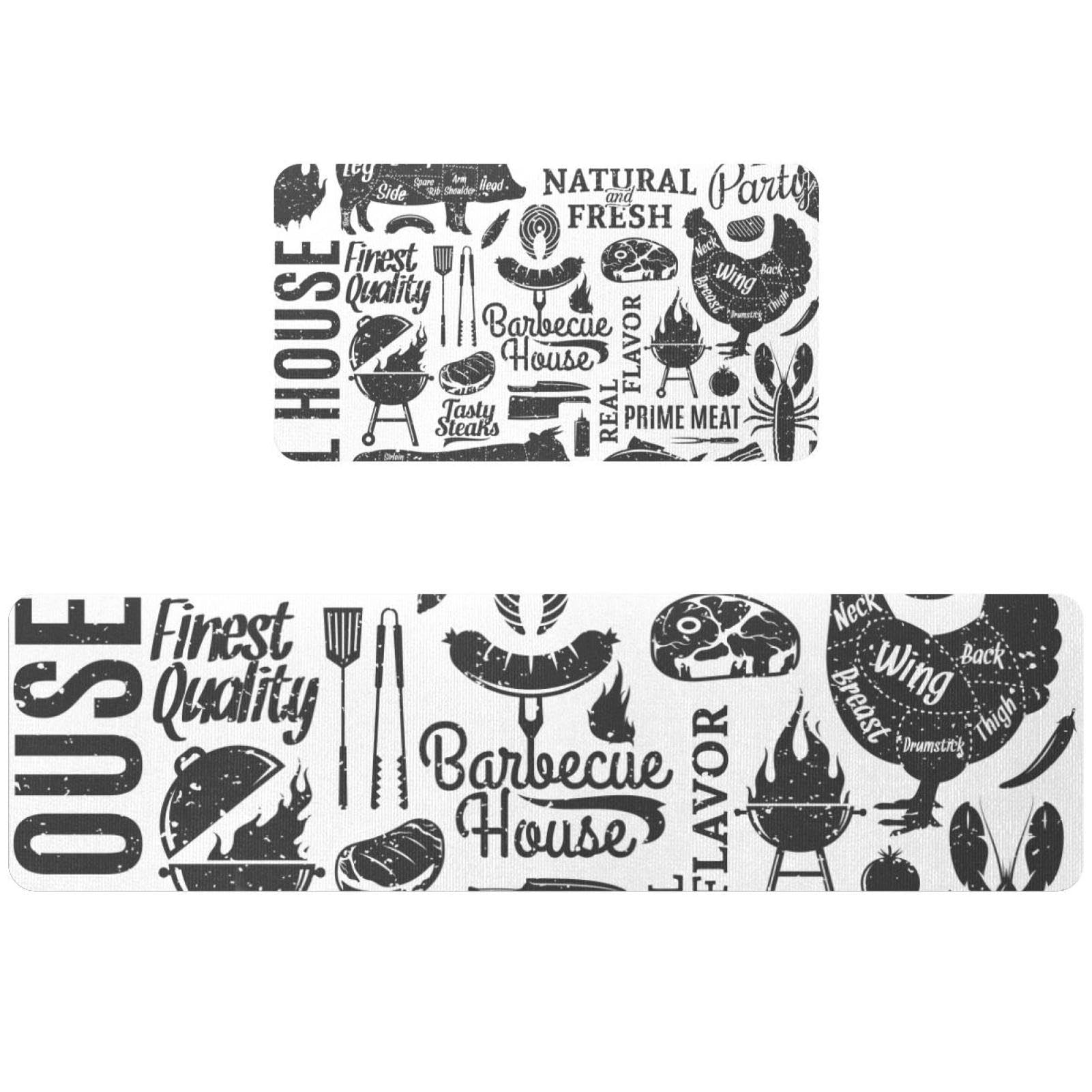 2 alfombrillas de cocina antideslizantes y lavables para carne, barbacoa y pasillo