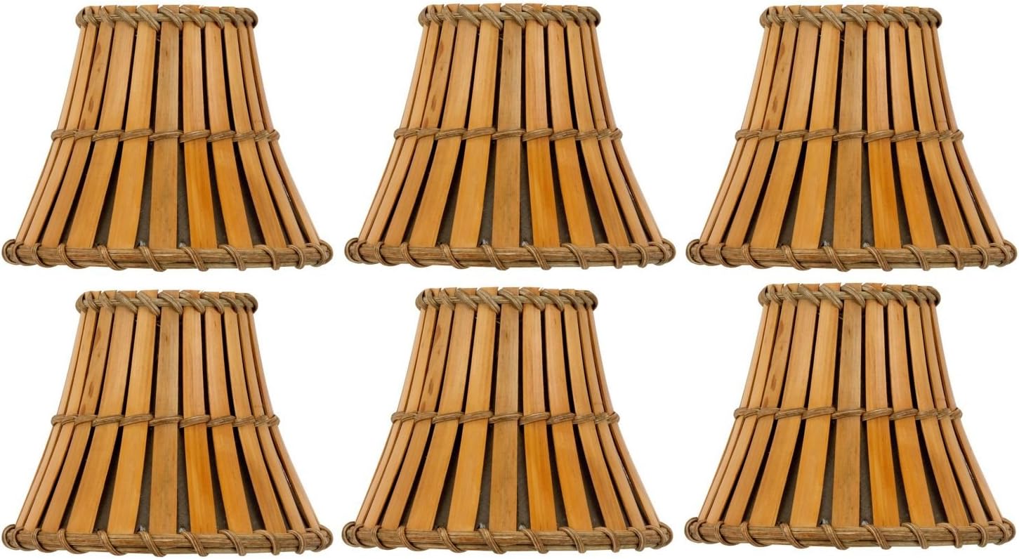 Upgradelights Set of Six Bamboo Style 5 Inch Mini Empire Clip On Chandelier Shades