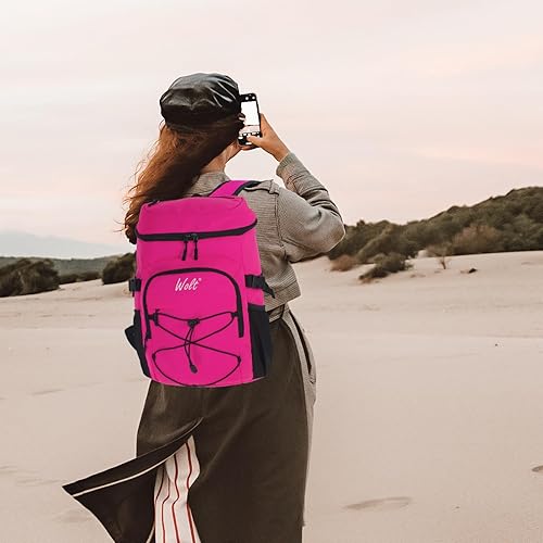 Vista 49 de WOLT Mochila enfriadora, 24 latas aisladas, a prueba de fugas, ligera y suave, enfriador de camping, enfriador de playa de gran capacidad, mochila
