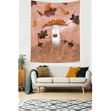 Pelangi Kahve  en Mantar Sonbahar Yapraklar  Leke Tutmaz Kuma  Duvar  rt s  Duvar Hal s  Tapestry PNTR125, 140 x 140