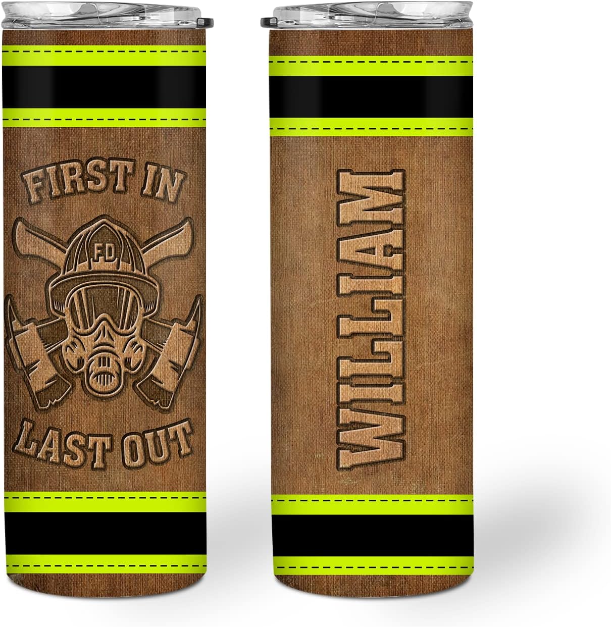 Hyturtle Personalized Firefighter Wife Skinny Tumbler Gifts For Women - Birthday Gifts For Firefighter Wife - Fire Wife Gift - Gifts For Fire Wifey - Thin Red Line Custom 20oz Stainless Steel Tumbler