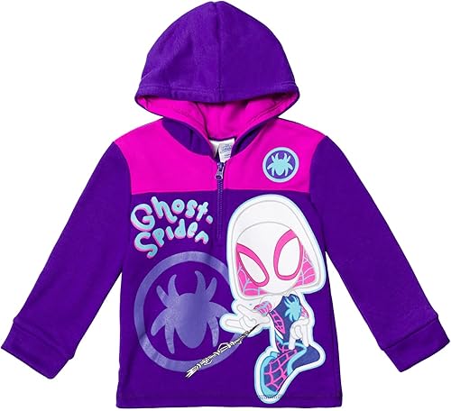 Marvel Spidey and His Amazing Friends Ghost-Spider Miles Morales Spider-Man - Sudadera de forro polar con media cremallera para niños pequeños
