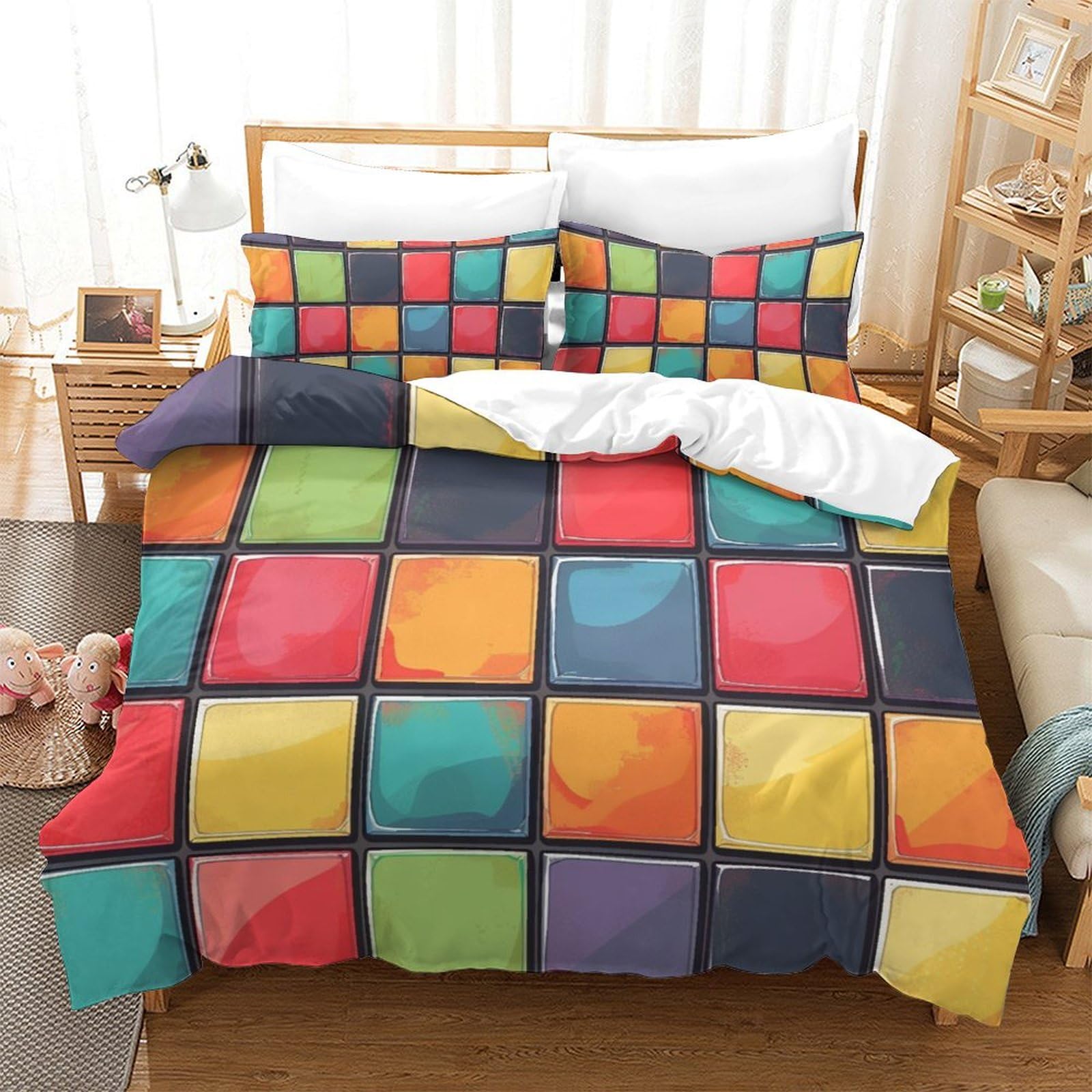 Ensemble de literie King 3D avec housse de couette 220x240 et taies d'oreiller
