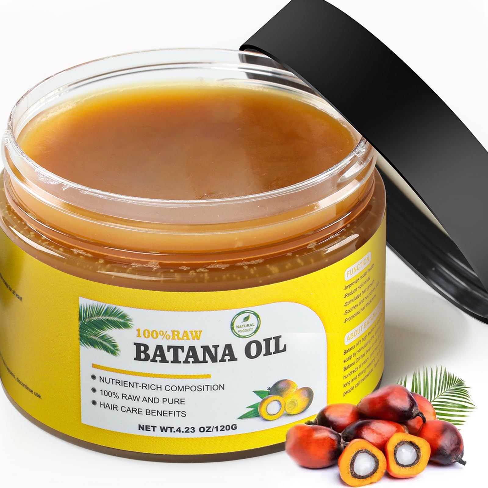 Raw Batana Oil for Hair Growth, 100% Natural Pure Dr. Sebi Batana Oil from Honduras, Prevents Hair Loss, Promotes Growth and Thickness for Men & Women