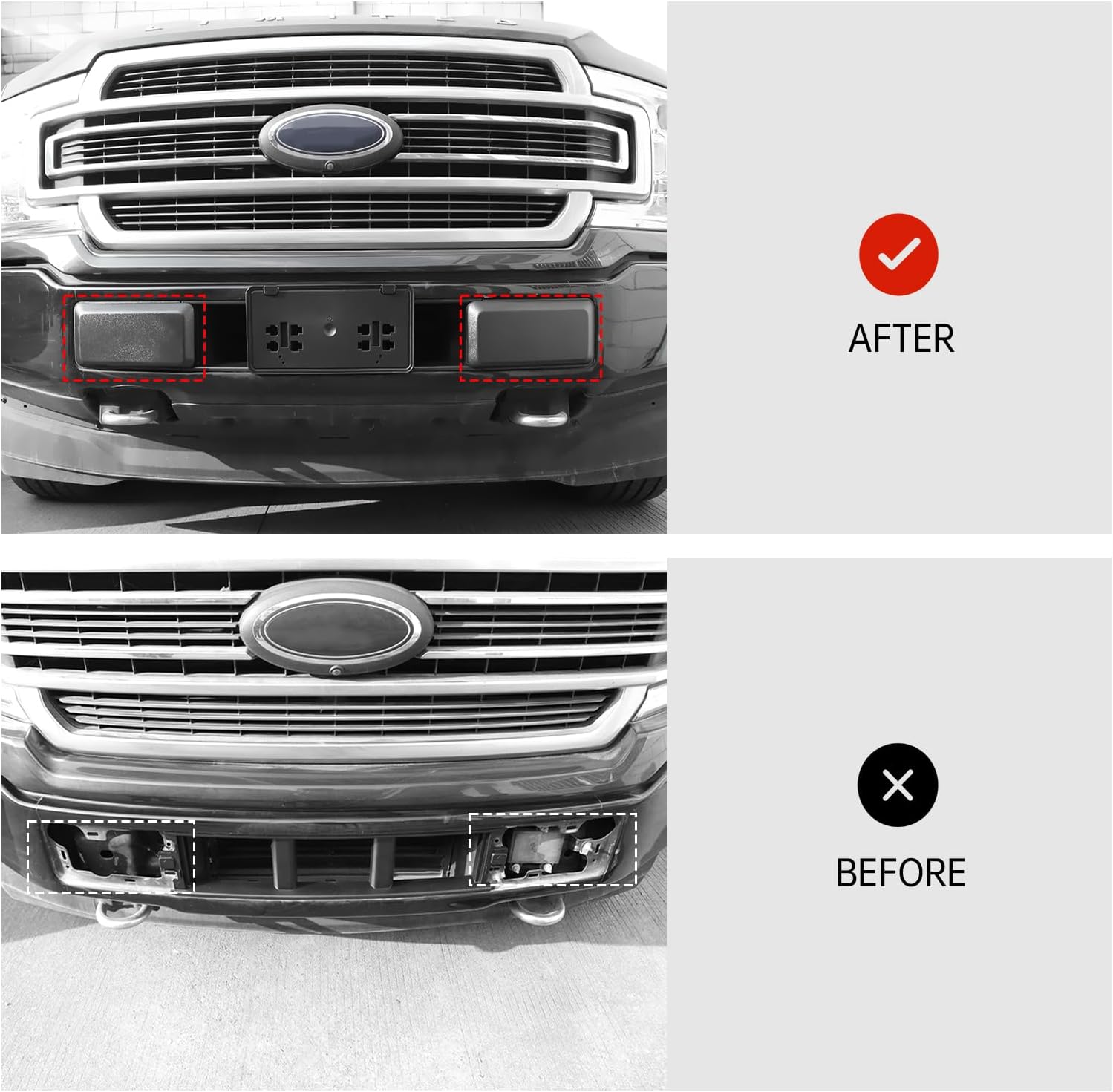 2Pcs Front Bumper Guards Pads Inserts Caps End Covers Compatible with Ford F-150 2018 2019 2020 Left Right Side Bumper Cover Trim Accessories Replacement for JL3Z-17E810-AB JL3Z-17E810-AA Matte Black