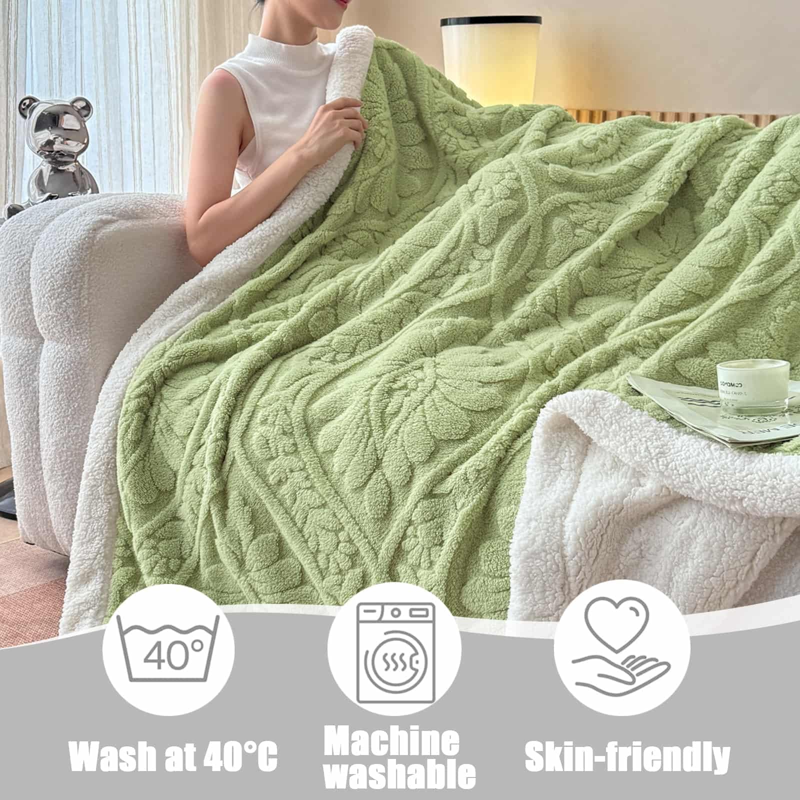 Chickwin Manta Suave Franela, Manta Sherpa Cama 90 105 135 150 160, 7 TOG Sobrecama Felpa Invierno Cálida Microfibra Reversible para Sofa Sillón y Sala de Estar (Color Camello,200x230cm)
