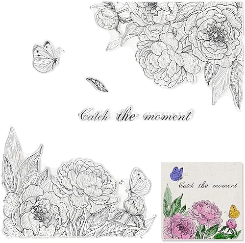 Miniatura 1 de Sellos transparentes de silicona para decoración de tarjetas, flores, mariposas, manualidades, álbumes de recortes, sellos transparentes de silicona