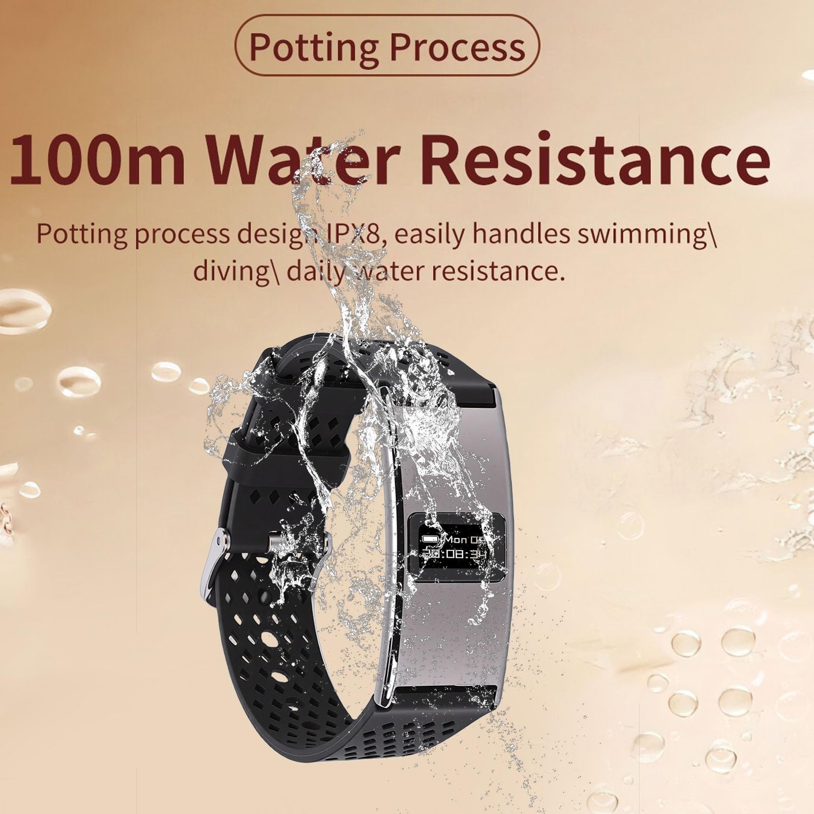 Cuifati Pulsera Inteligente Rastreador de Ejercicios con Monitor de Ritmo Cardíaco Durante el Sueño Seguimiento del Ciclo Menstrual Pantalla HD de 1.47 "más de 100 Modos Deportivos IPX8 (Black)