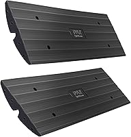 Pyle 4ft Heavy Duty Rubber Curb Ramps Pair - 11,000LB Capacity Driveway Threshold Ramps for Cars, Trucks, Wheelchairs, Bikes - Black, 2-Pack