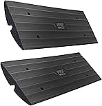 Pyle Car Vehicle Curbside Driveway Ramp - 4ft Heavy Duty Rubber Threshold Bridge Tracks Curb Ramps, 2 Pieces Set (for Car, Truck, Scooter, Bike, Motorcycle, Wheelchair Mobility), Black