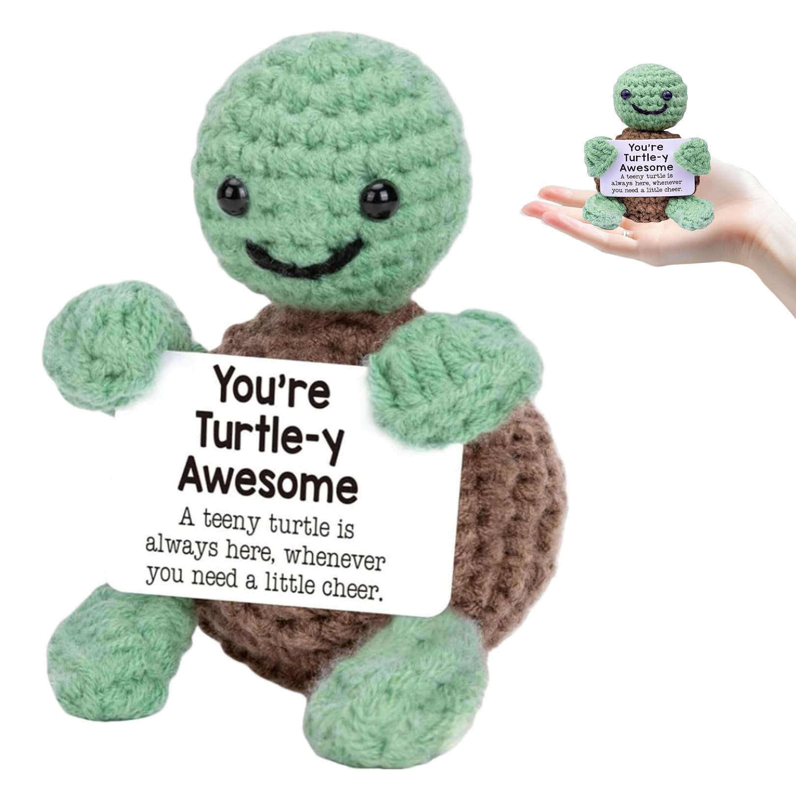 Emotional Support Geschenke,Schildkröte-Mini-Tier Positive Kartoffel,Pocket Hug Positive Schildkröte Glücksbringer,Inspirierende Handgemachte Strickpuppe für Freunde und Familie Emotional Geschenk