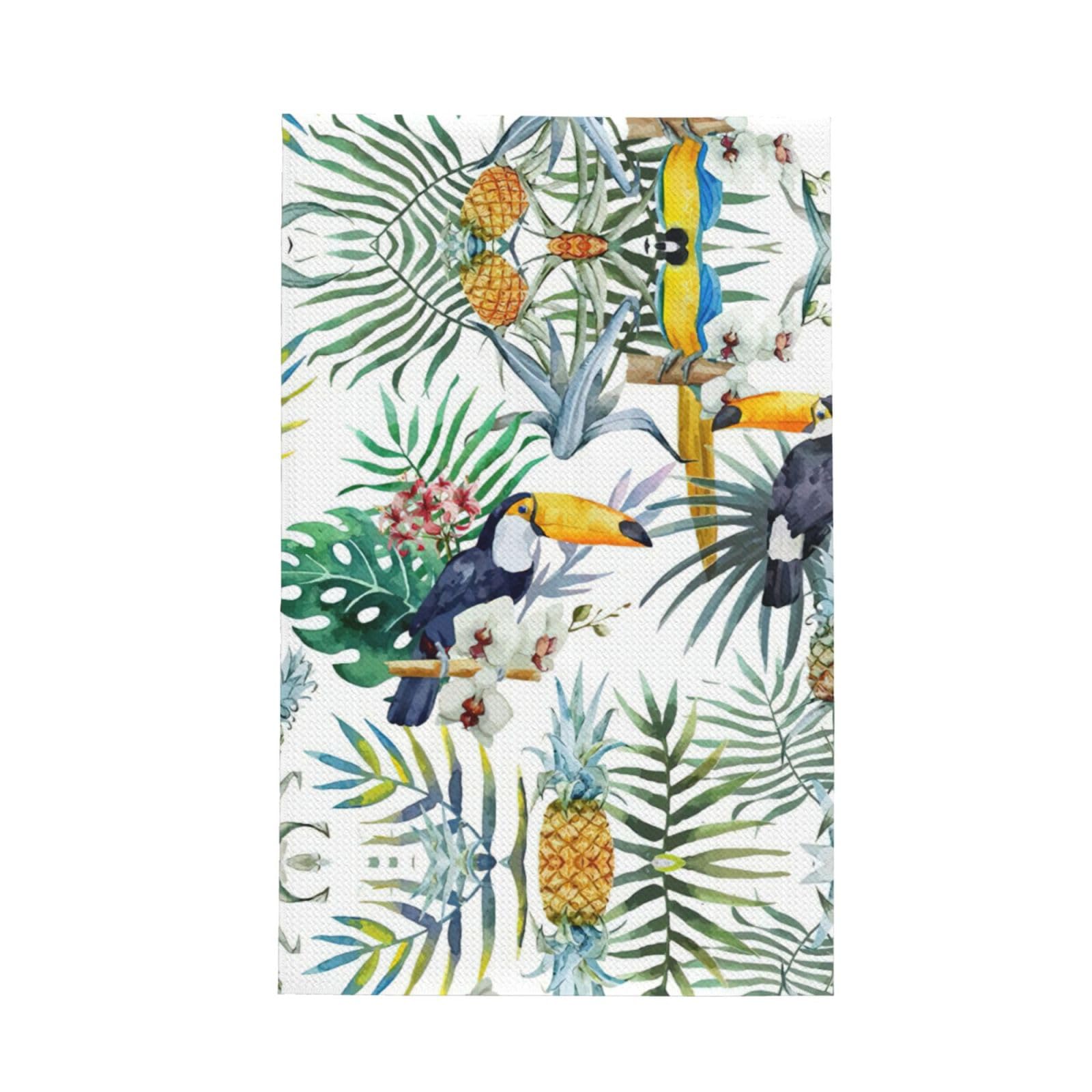 Uusnwaa Tropical Leaves Bird Printed Waffle Microfiber Kitchen Towels