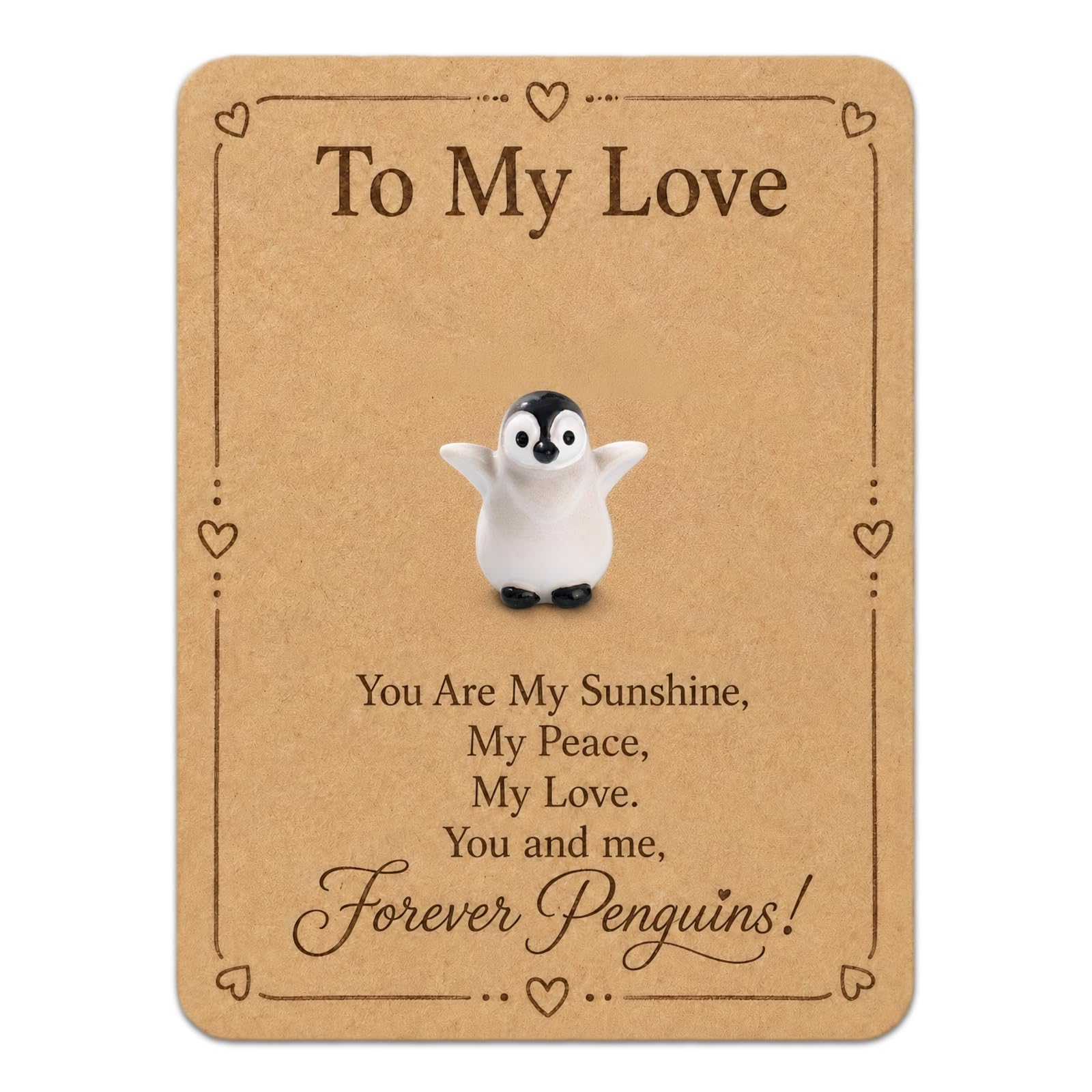 Penguin Gifts for Him Her, Penguin Figurine with Love Card, Cute for Couple Romantic Present for Boyfriend Girlfriend Husband Wife