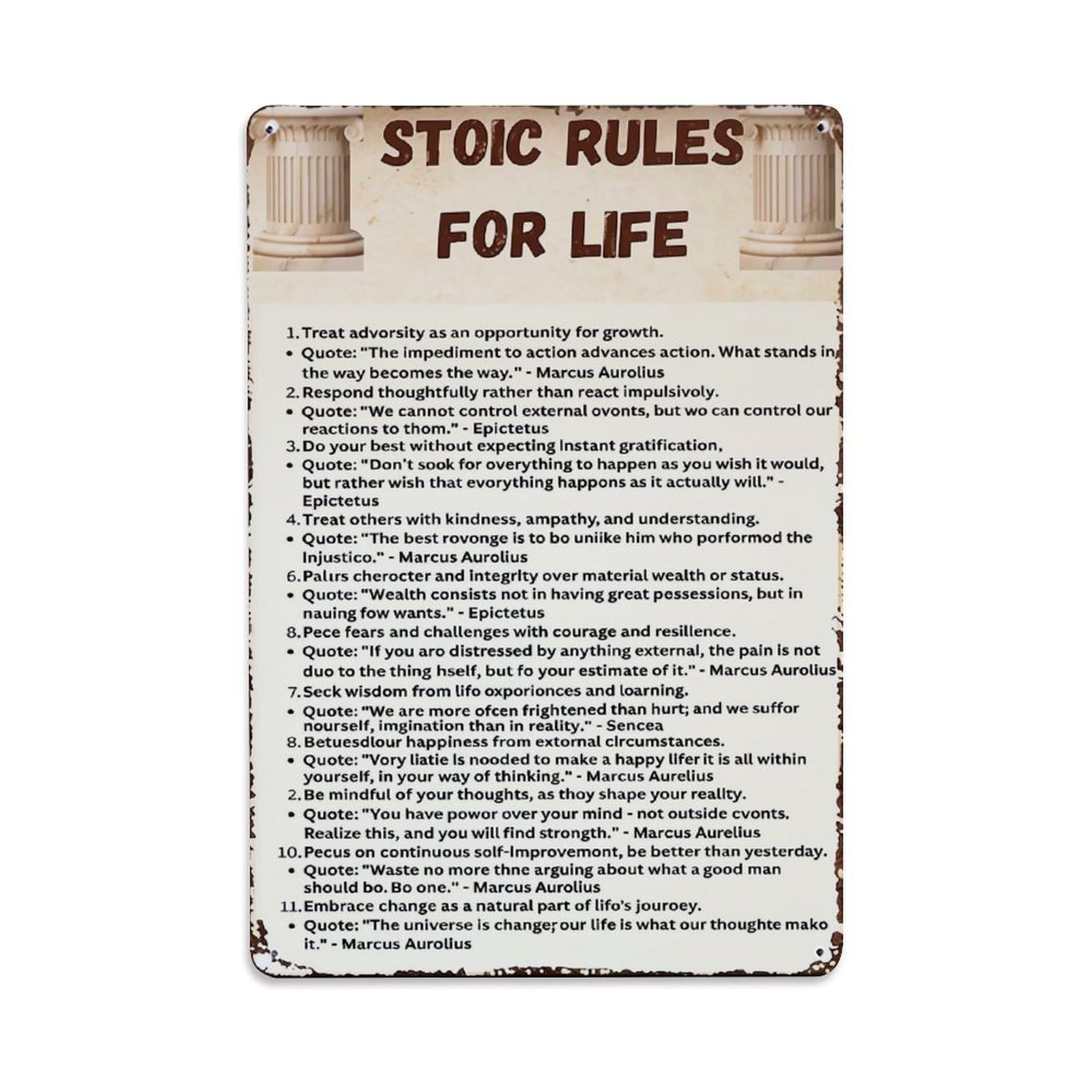 Jdfenggu Vintage Stoic Rules For Life Poster Retro Metal Tin Sign, Metal Poster For Bar, Home, Man Cave, Kitchen, Laundry Room Art Decor 8X12 Inch