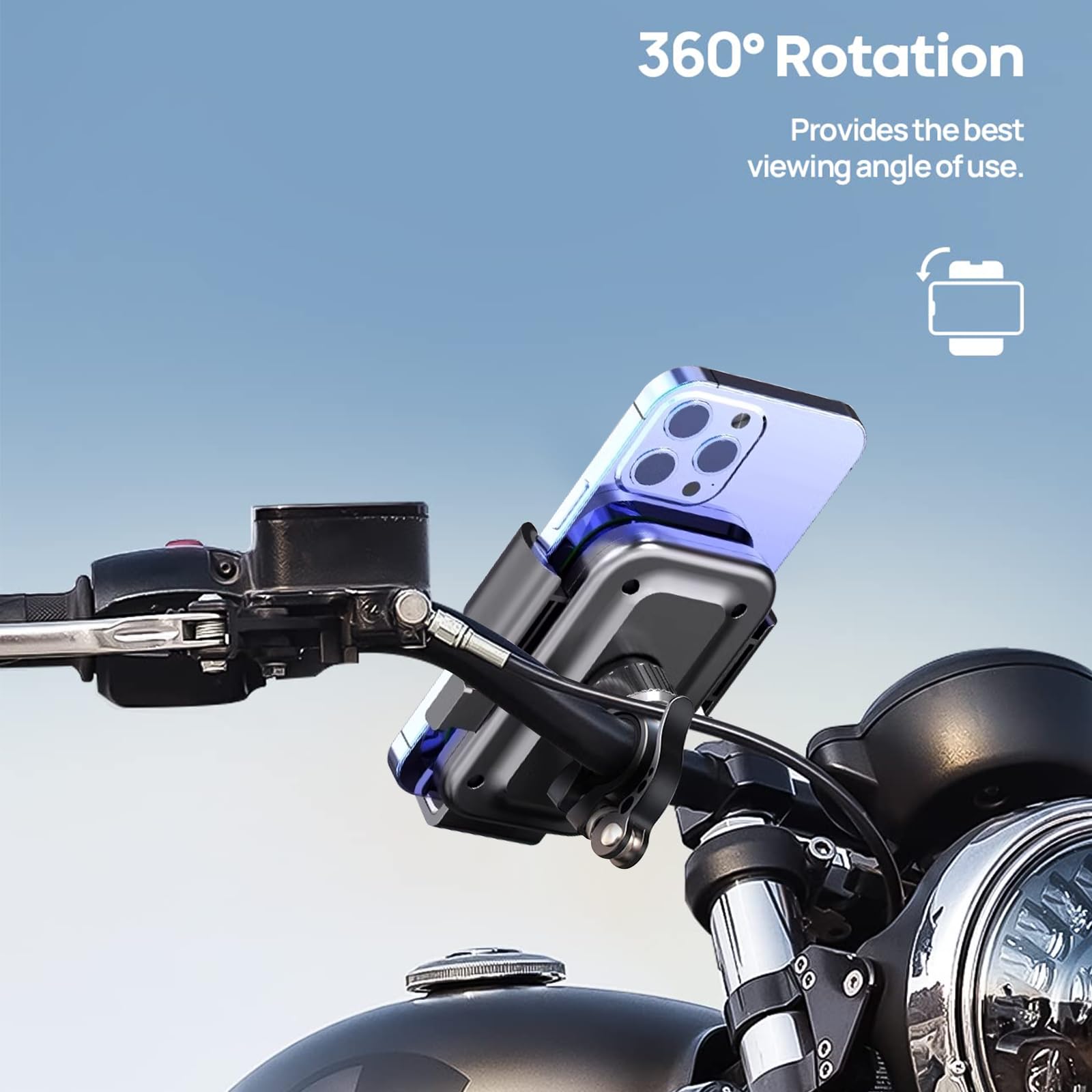 Soporte de teléfono para bicicleta para scooter eléctrico, motocicleta y bicicleta eléctrica, soporte universal para teléfono celular, diseño antivibración, fácil instalación, compatible con iPhone y