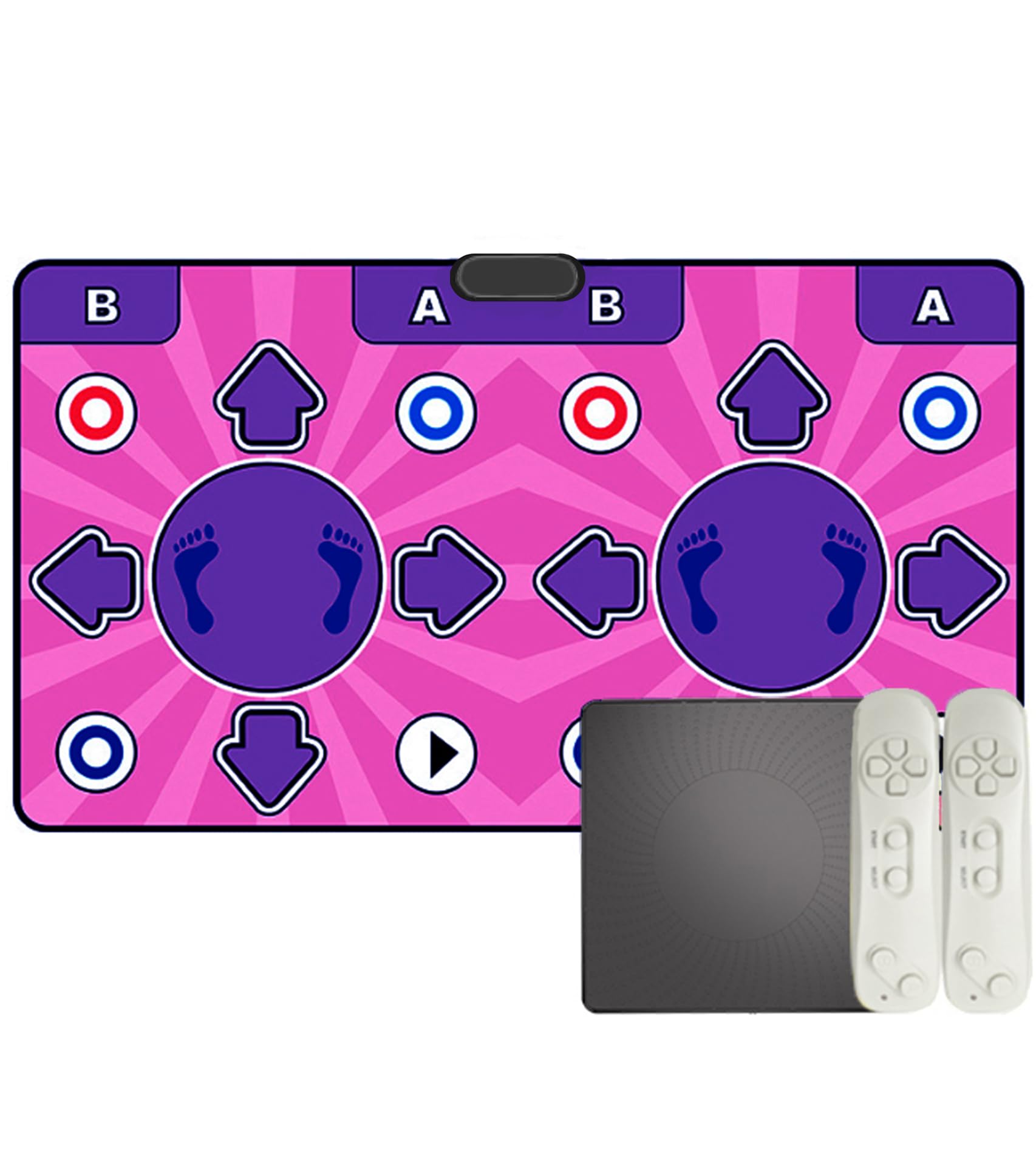 Doppel Tanzmatte mit HDMI-Anschluss, Tanzmatte Kinder mit Musik-Upload & Automatischer Schrittgenerierung, Multifunktions Dance Pad mit 2 Controllern für Heimfitness und Familienspaß
