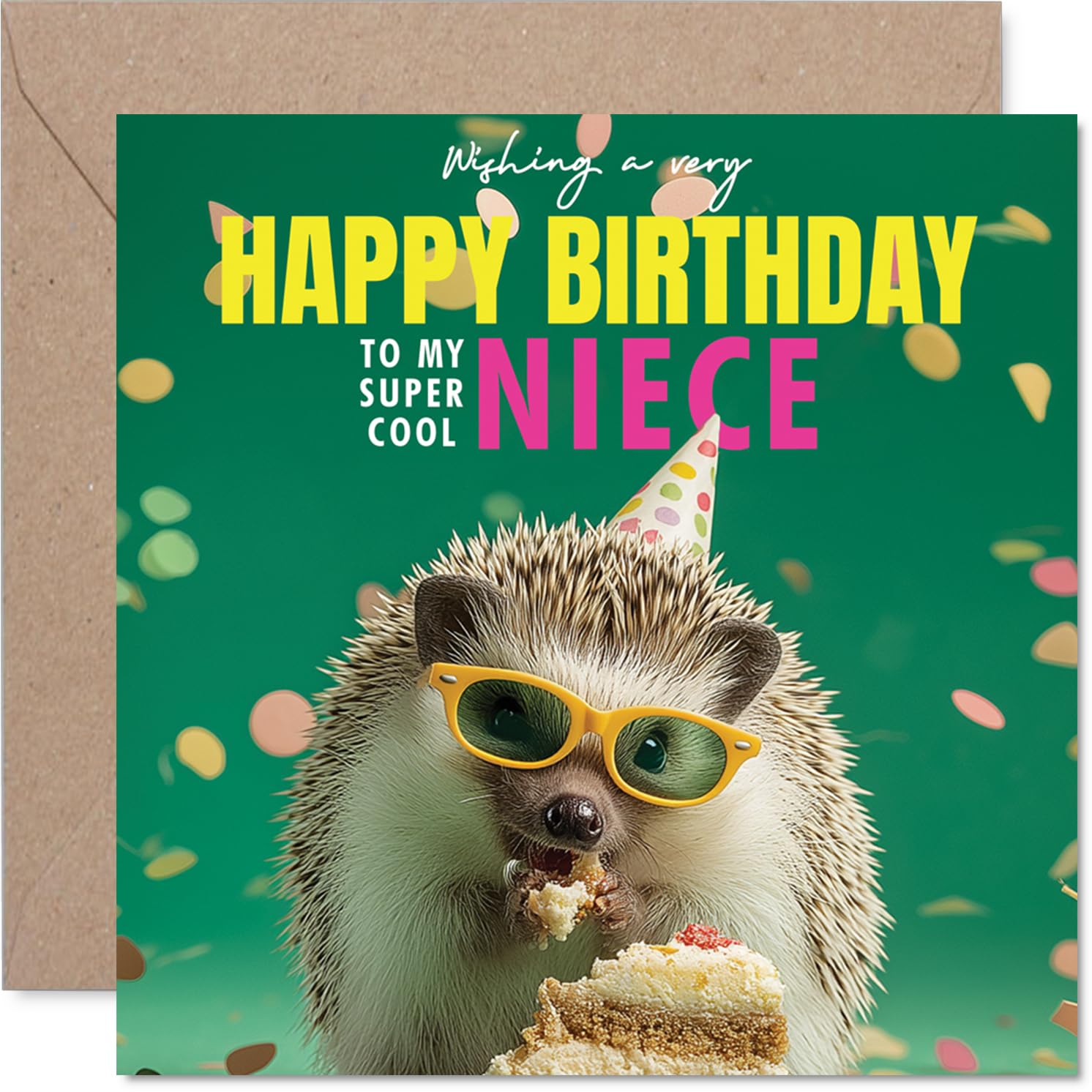 Niece Birthday Card - Spike-tacular Cake - Happy Birthday Card for Niece from Auntie Uncle, 145mm funny hedgehog Bday Greeting Cards