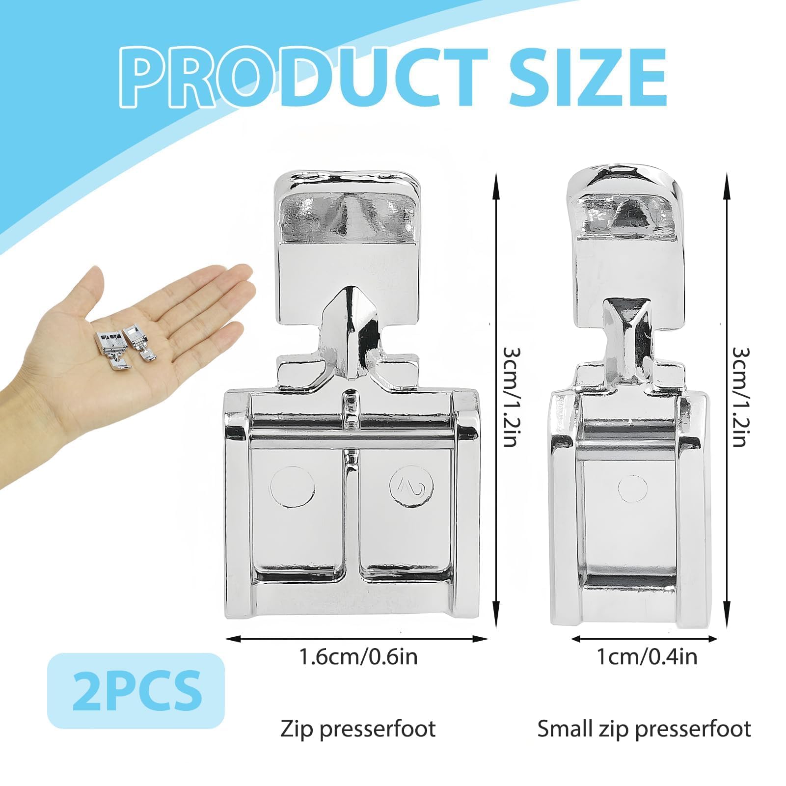 Huybaa Pied De Biche Machine A Coudre, 2 Pcs Pied Presseur à Fermeture éclair à Clipser, Pied Presseur à Fermeture Invisible Pour Singer, Brother, Babylock, Euro-Pro