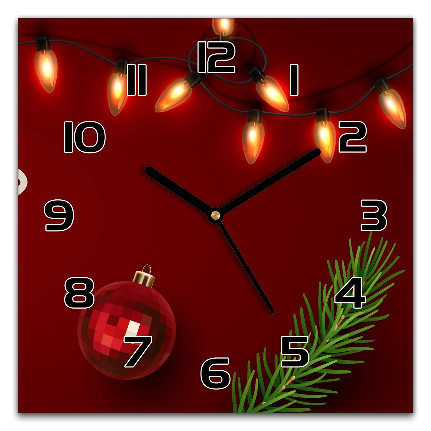 Horloge Salon Moderne Noël en Verre Coloray pour une Ambiance de Fêtes Unique