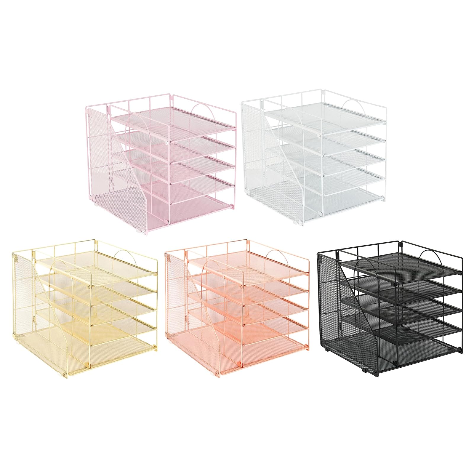 Organizer portadocumenti in metallo a 5 livelli, vassoio portalettere con mensola per libri, organizer per documenti in ferro resistente per accessori scolastici a casa