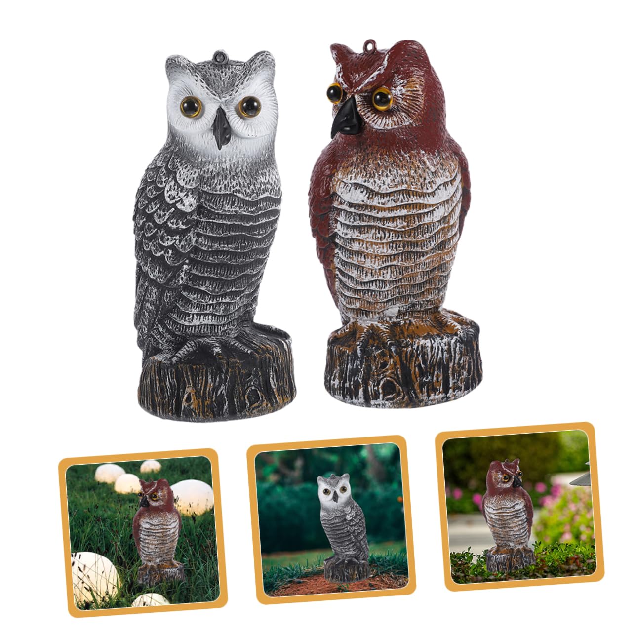BESPORTBLE 2pezzi Statua Realistica Gufo in Plastico, Decorazione Autunnale