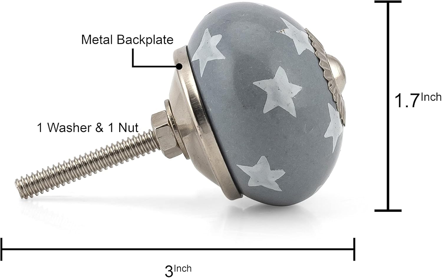 Craft Trade Handcrafted Ceramic Cabinet & Drawer Knobs – Kitchen Cabinet Hardware, Decorative Cupboard Handles & Dresser Knobs – Furniture Pulls (Grey, Set of 6)