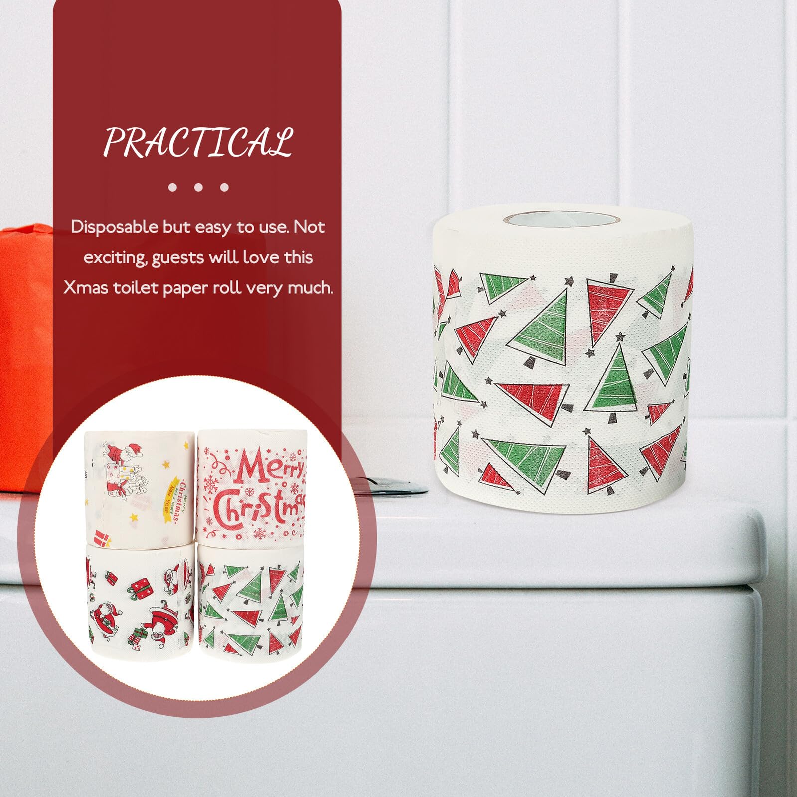 KOMBIUDA 4 Rolki bibułka kuchenna radosny serwetki chusteczki wakacyjne Papier toaletowy tkanek Tkanka łazienkowa Papier tkanki toaletowej