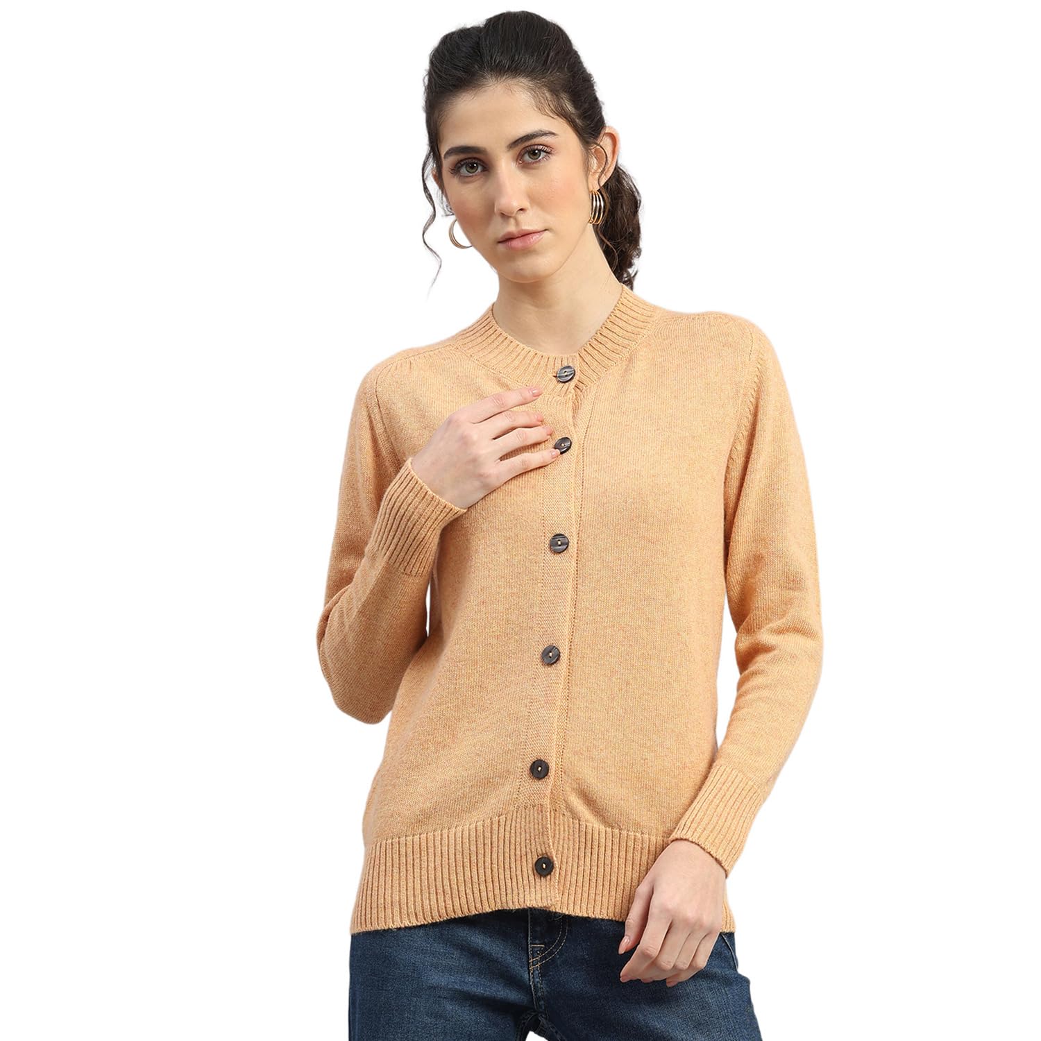 monte carlo Womens Regular Fit Solid Full Sleeve Round Neck Cardigan | Warm Woolen Buttoned Sweater for Ladies | Stylish Knitted Cardigan for Women's (Pack of 1)-picture-26