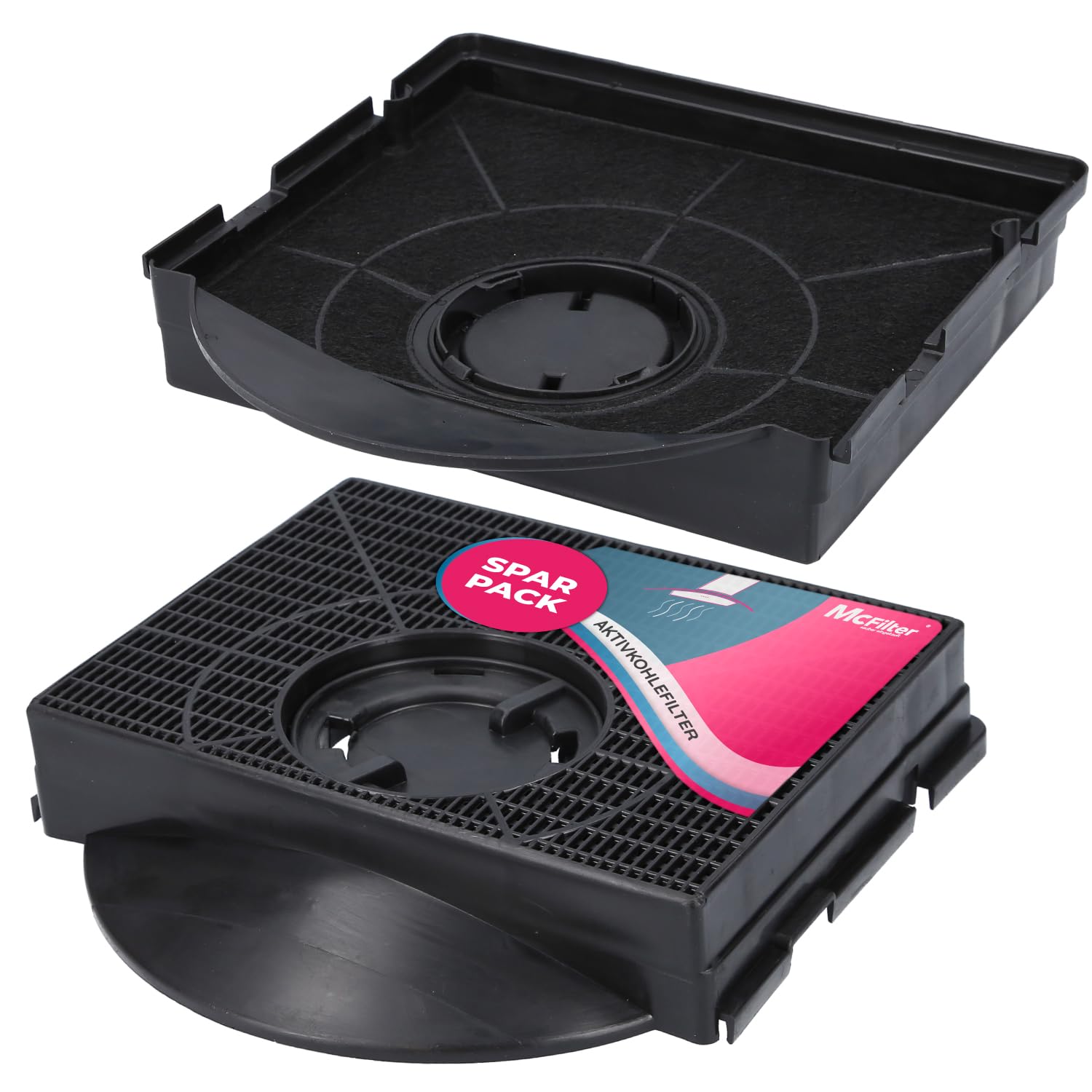 McFilter | 2x filtro a carboni attivi per cappa da cucina adatto per filtro a carboni Elica F00189/S, Tipo 303, Whirlpool 484000008581, AEG 902979360/2, IKEA Nyttig FIL 558, Filtro per cappa da cucina