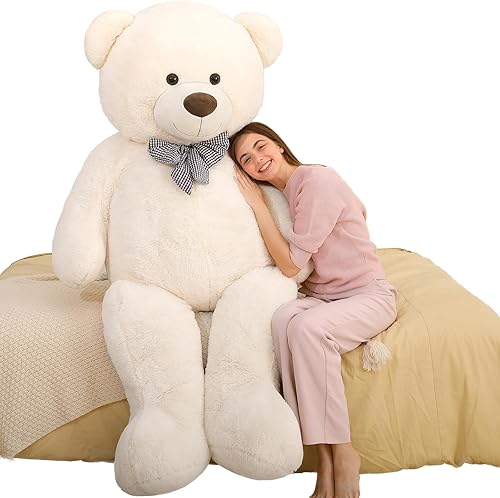 Miniatura 1 de MaoGoLan Oso de peluche gigante color blanco de 5 pies, suave cara sonriente, regalo para novio y novia