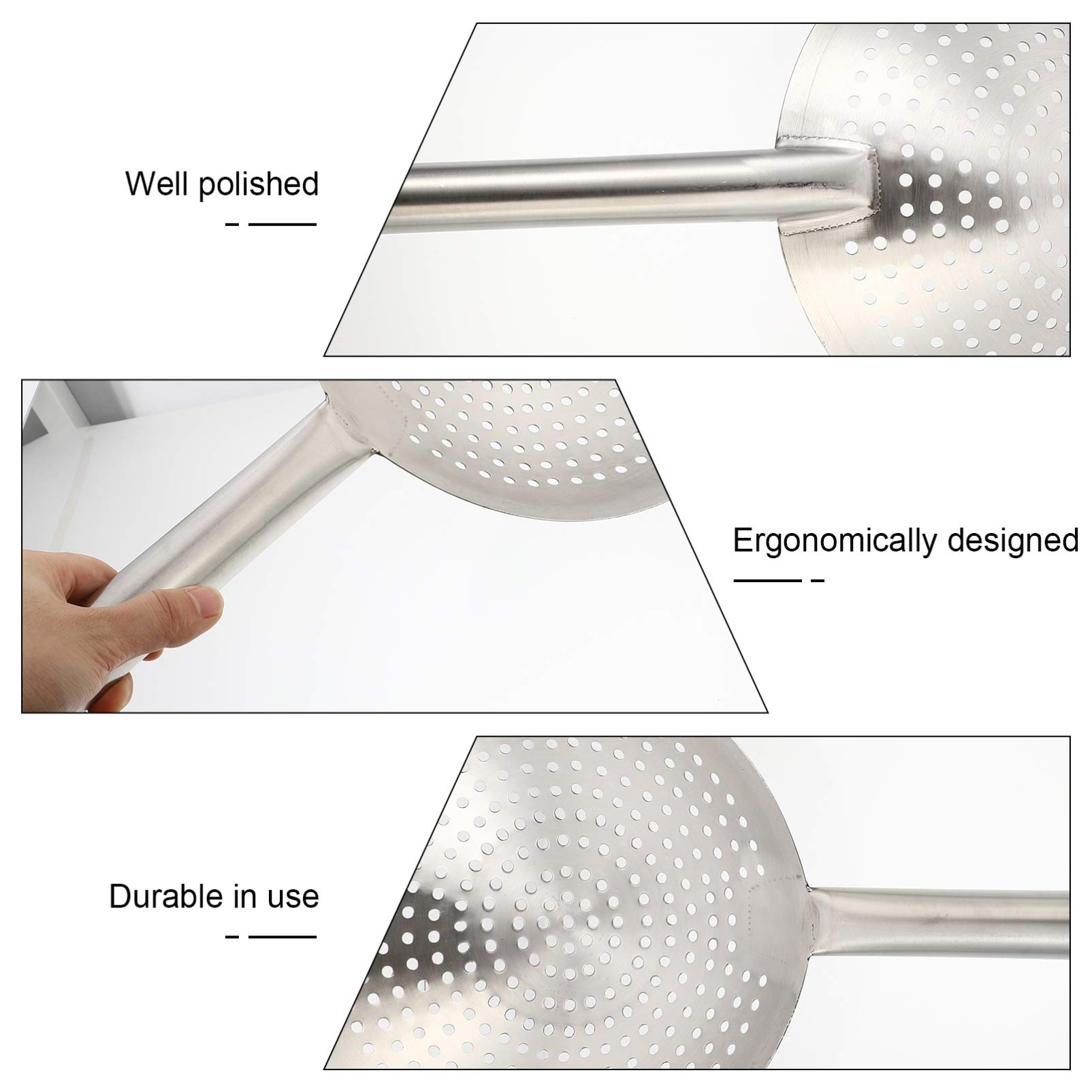 Housoutil Skimmer Küche Schaumlöffel Edelstahl Abseihlöffel Schaumkelle Ölfilter Löffel Schlitz Löffel Sieb Schöpflöffel Nudelsieb Mesh Sieb für Restaurant Hause Küche Hot Pot 28CM