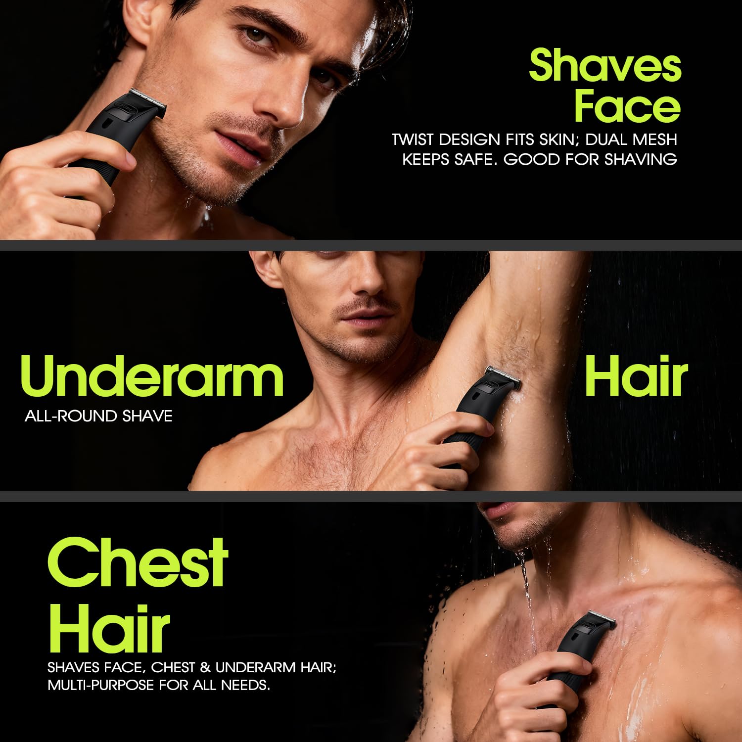 DSP Regolabarba per uomo, per viso e barba, impermeabile, con display a LED, ricarica di tipo C, per viso, gambe, braccia e aree intime