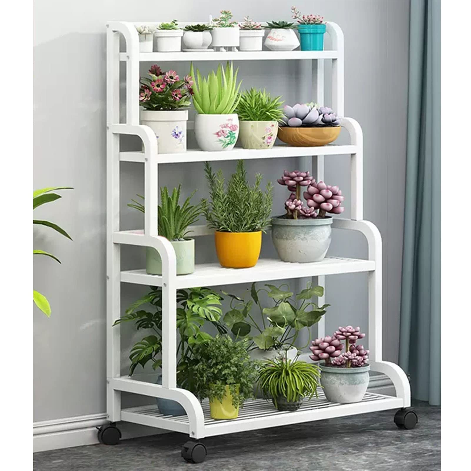 Support à 4 étages pour plantes d'intérieur - Support en fer pour balcon - Échelles pour plantes d'intérieur