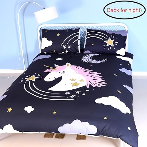Miniatura 2 de AITAZZ Juego de edredón de unicornio juego de ropa de cama de unicornio para niñas y niños juego de edredón de doble cara incluye 1 edredón 2 fundas