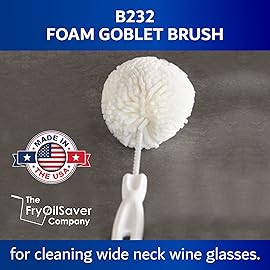 Set of 2 Crystal Stemware & Goblet Glass Cleaning Brush Kit - Non-Scratch Foam Wine Glass Brushes for Washing Glasses, Decanter, Mug, Stemware - for Home, Restaurant, Bar, Hotel - by FryOilSaver Co.
