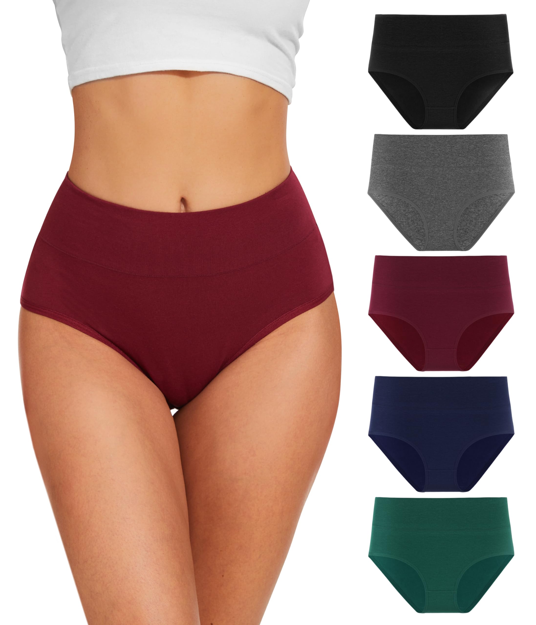 YESWEL Unterhosen Damen 5er Pack, Baumwolle Hohe Taille Unterwäsche, Hipster Stretch Atmungsaktive Panties für Frauen (Gr. S-3XL)
