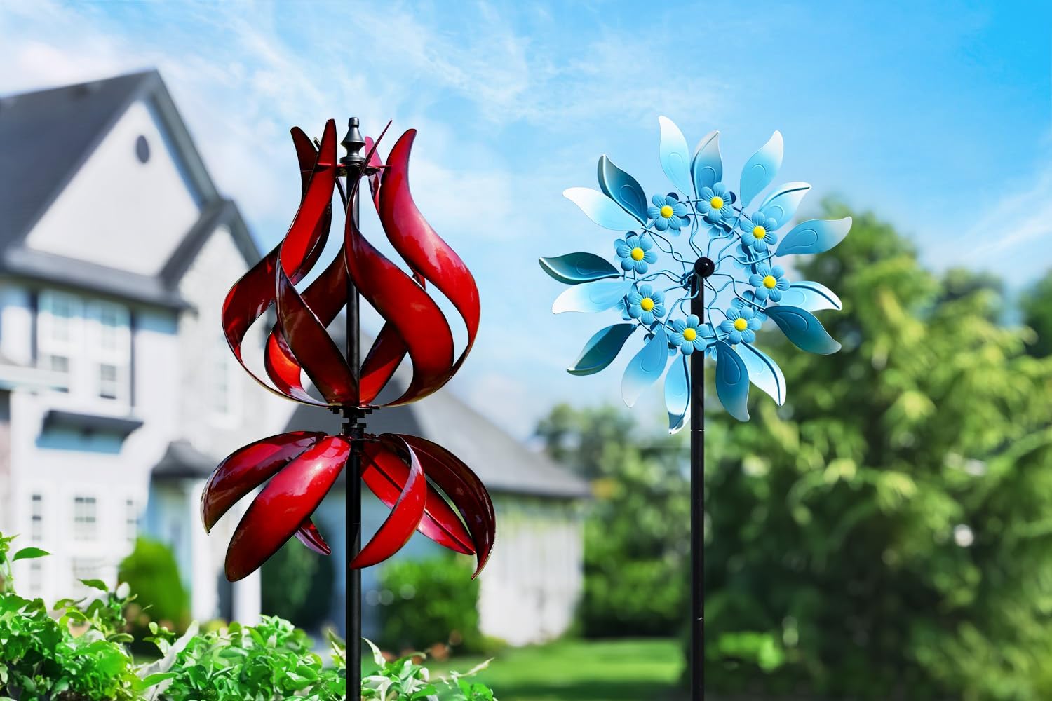 Tulip Wind Spinner and Azure Ripple Wind Spinner