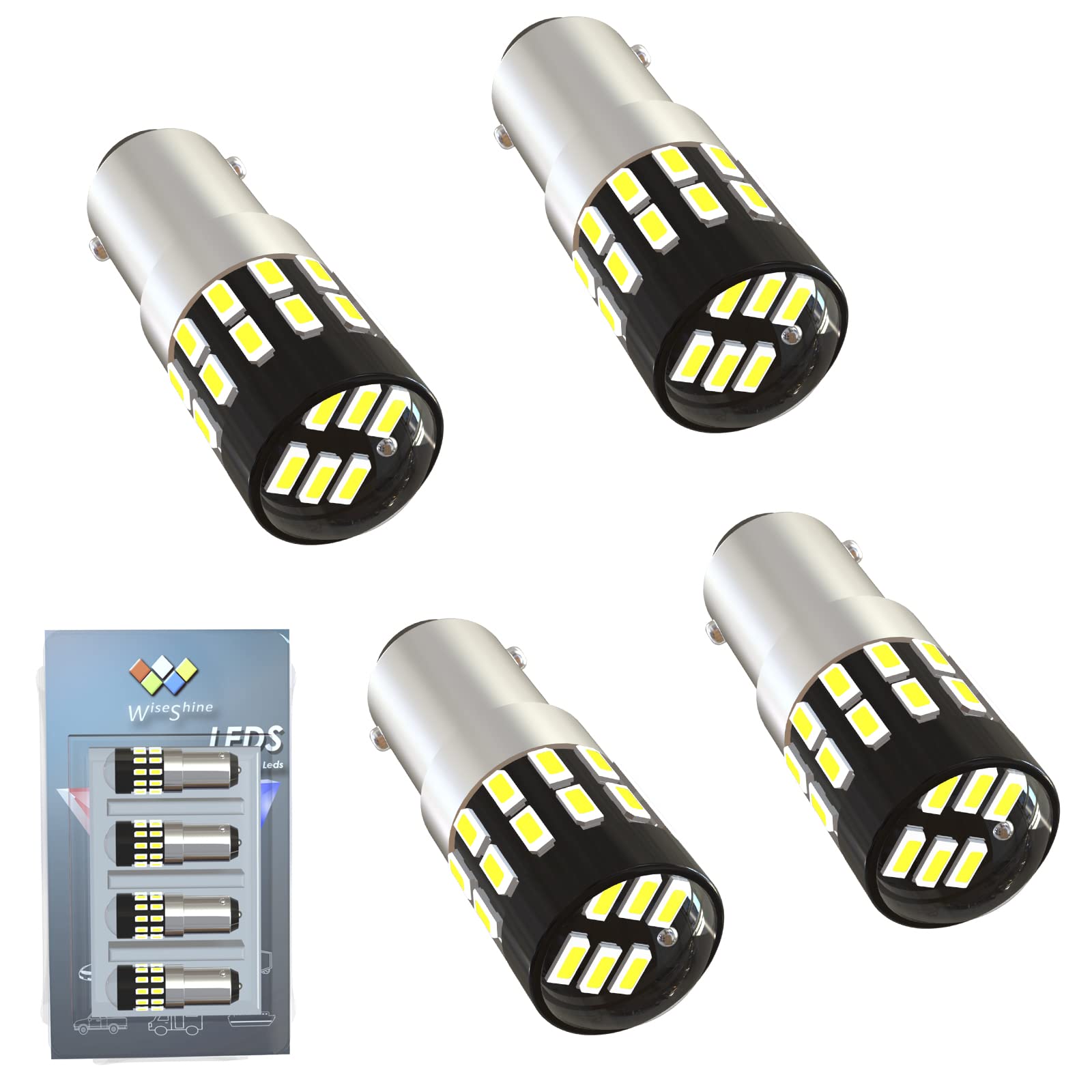Wiseshine BA9S LED Bulb 12V-24V Interior Rear View Mirror Dome Map Indicator Panel Courtesy Landscape Reading Light Lights In Car Truck Motorcycle RV Marine 53 57 1895 64111 T4W White 6000K(4 packed)