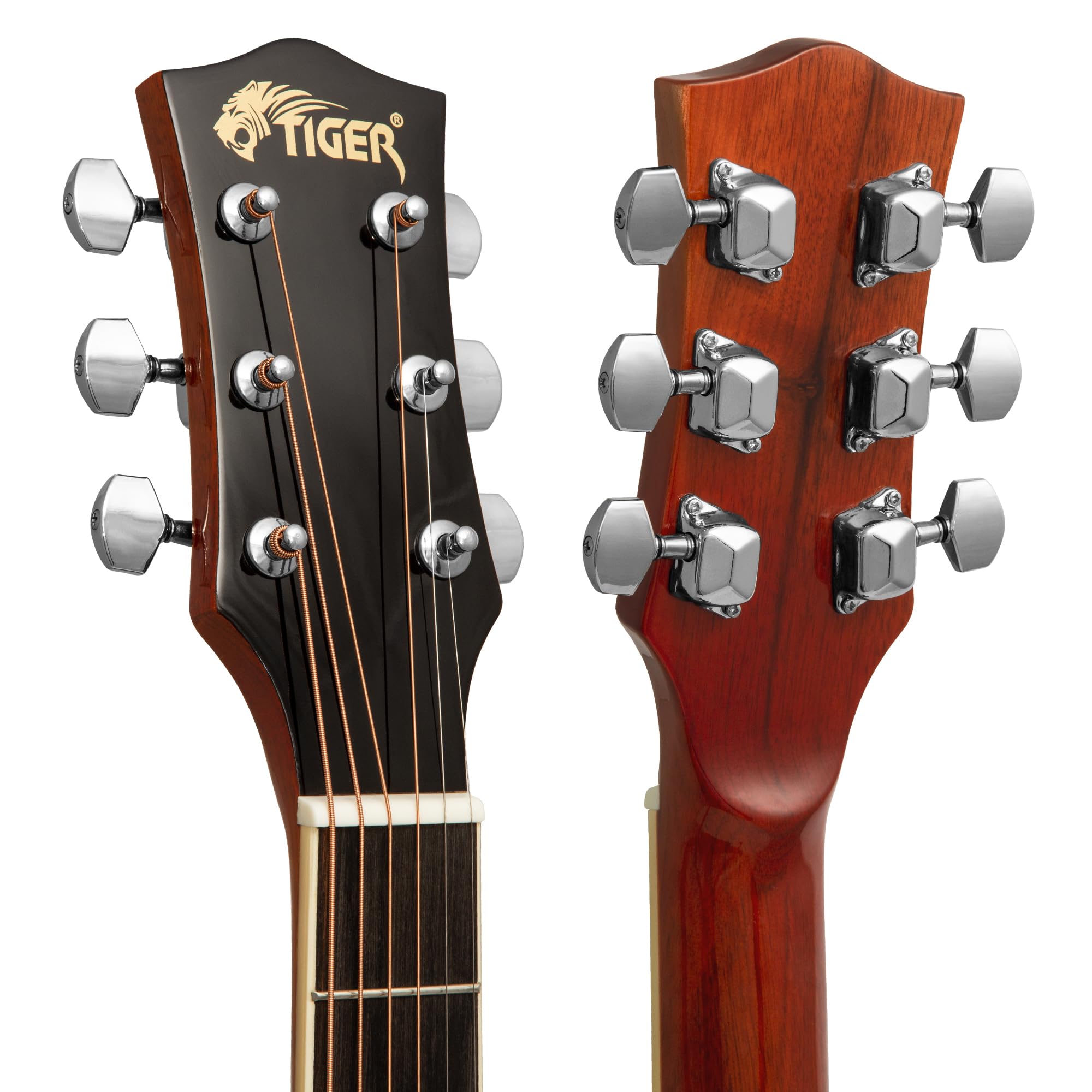TIGER ACG1-NT34 3/4 Guitare acoustique à cordes en acier pour 9 ans et plus avec sac, sangle, cordes de rechange et plectres - Naturel
