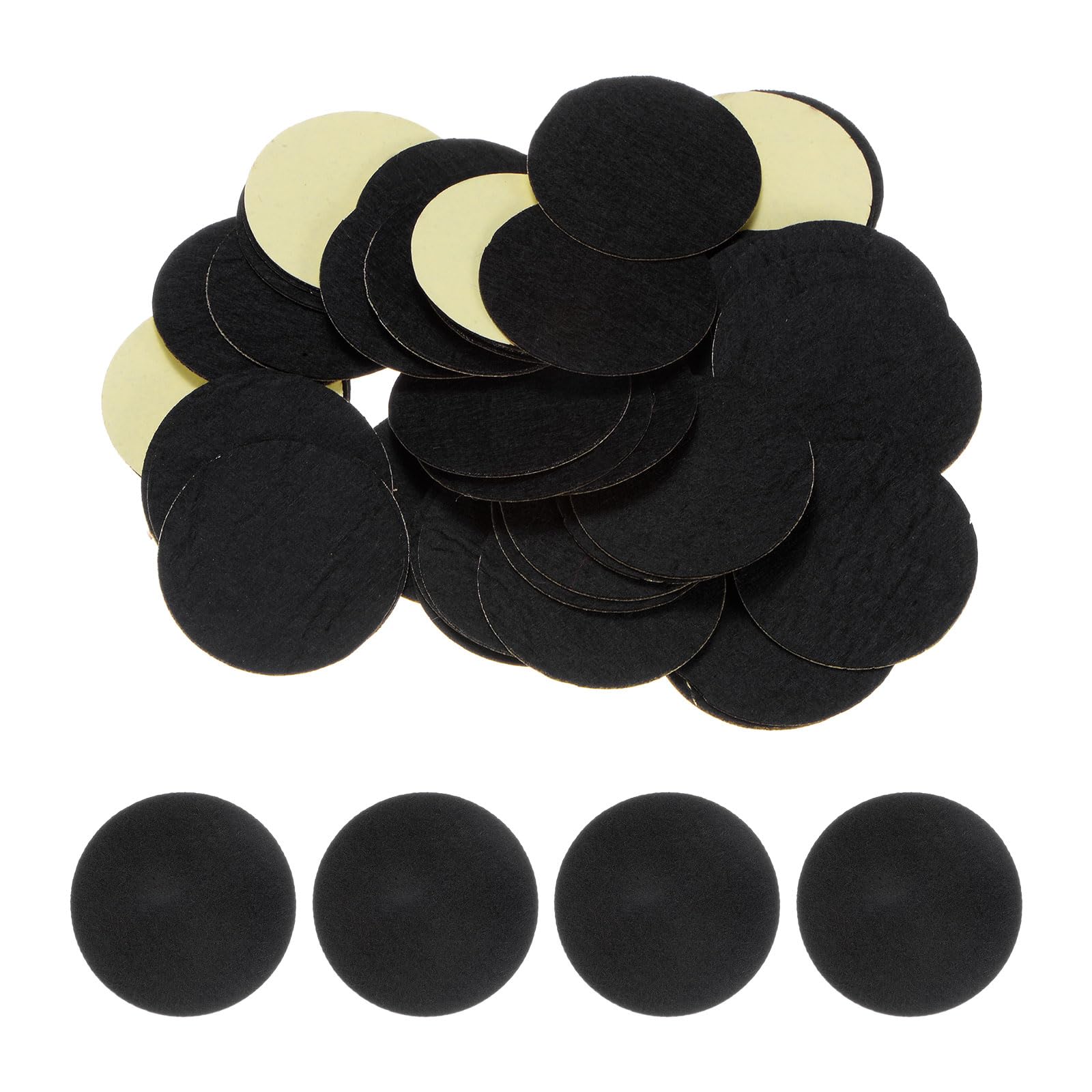 HARFINGTON 48pcs Round Adhesive Felt Circles, 50mm 2" Pre Cut Felt Craft Stickers Non-Woven Mini Felt Fabric Circles for DIY Sewing Handcraft Cut Projects Craft Finishing, Black