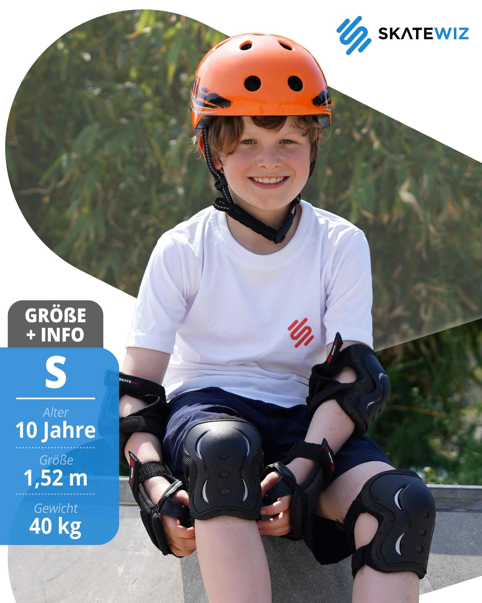 SKATEWIZ Skate Protektoren Set - Für Kinder, Jugendliche und Erwachsene von Deutschem Hersteller [6er] mit Knieschoner, Ellenbogenschoner und Handgelenkschoner