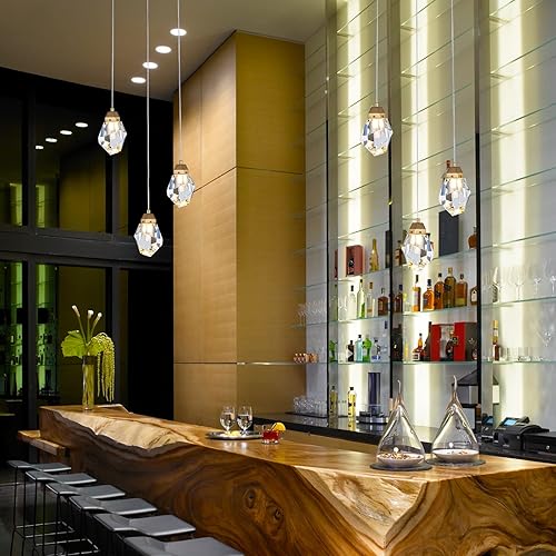 Miniatura 9 de Lámpara colgante de cristal de 3 luces, lámpara moderna en racimo, lámpara colgante LED regulable con diseño de lágrima de latón, iluminación