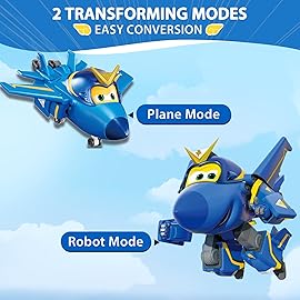 Super Wings Transformable Toys, 5 in Jerome Airplane Transforming Figures Toys, 2 in 1 Mode Rescue Bots Action Figure Toys for 3-5 Year Old Boys Girls, Fun Plane Toys for Toddlers Kids Age 3 4 5 6 7