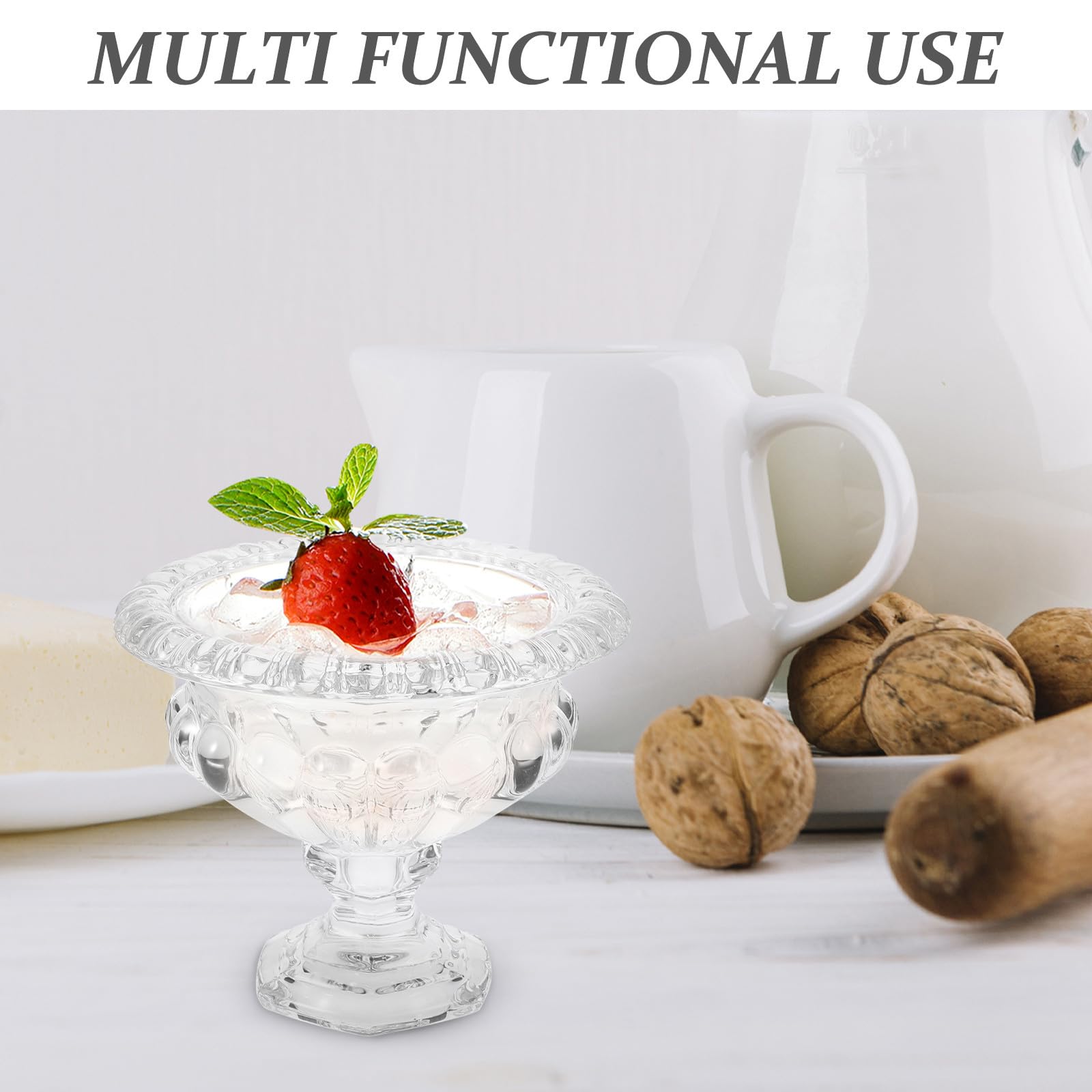 TOYANDONA Coppe Gelato Vetro in Stile Europeo, Coppette da Dessert in Vetro | Parfait Cups, Glass Prep Bowl, Pedestal Bowl, Ice Cream Glass Cup, Vacanze Estive
