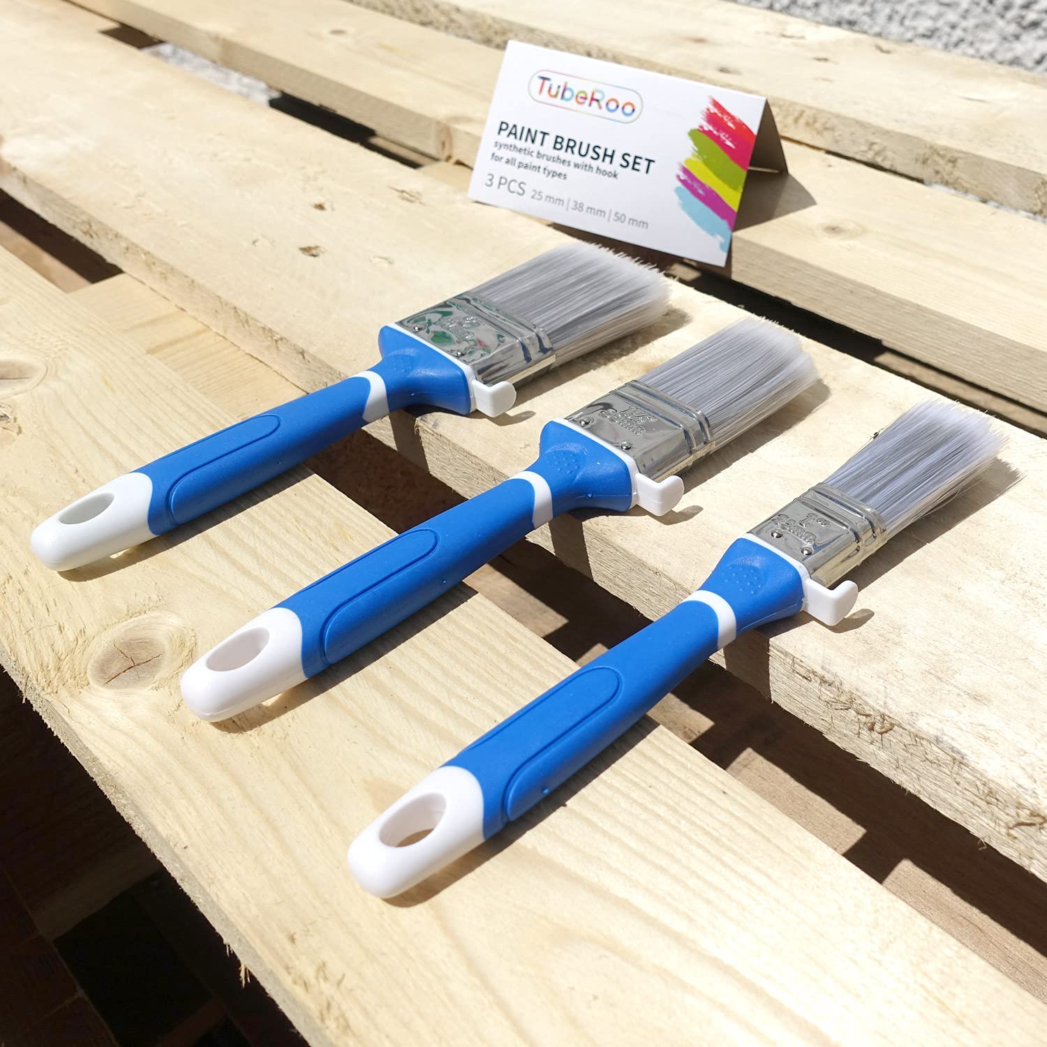 7-teiliges Malerpinsel Set - 25-64mm Flach- & Schrägpinsel Für Lack, Lasur & Wandfarbe