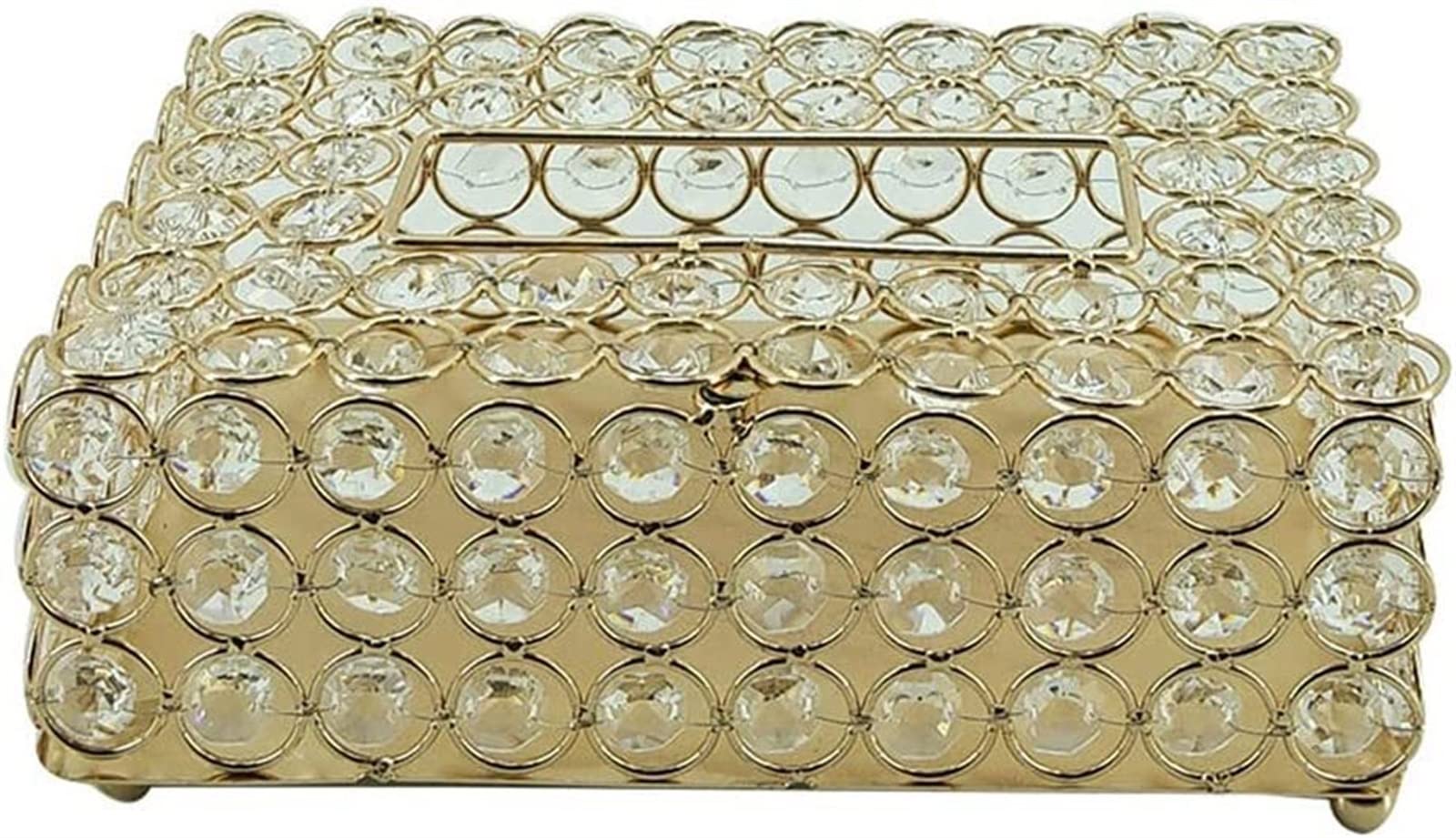 Scatola di fazzoletti Fatti a Mano Dorati Classici in Scatola di Perle Scatola di immagazzinaggio da Soggiorno Trasparente in Oro Cristallo intarsiato con Perla Bianca
