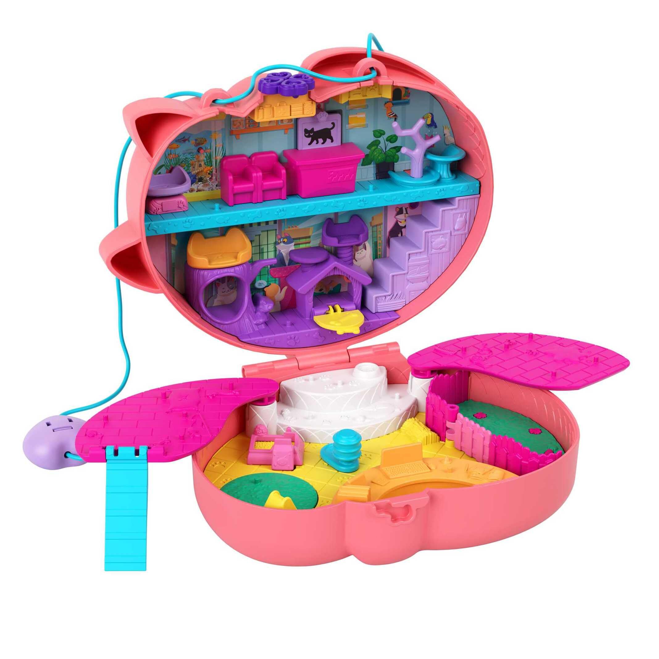 Polly Pocket Bolso De Gatito Clínica Veterinaria Con Muñecas Y