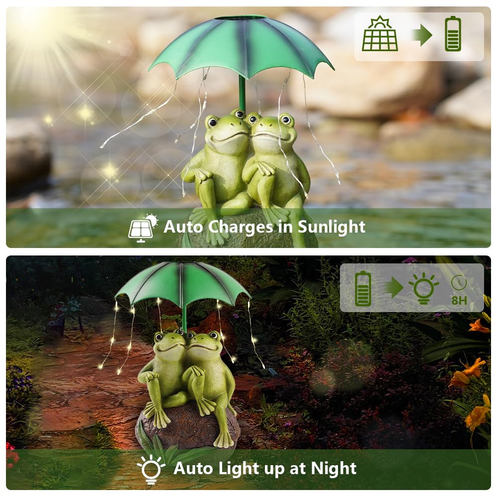ZOYDP Solar Frog Statues, Solar Ornaments Outdoor Garden, Waterproof solar Lights Outdoor Garden Ornaments - Image 4