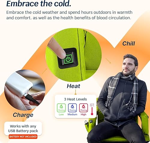 Miniatura 4 de Alpcour Asiento de estadio reclinable con calefacción para gradas, silla ancha con respaldo y cojín, reposabrazos, bolsillos laterales y gancho,