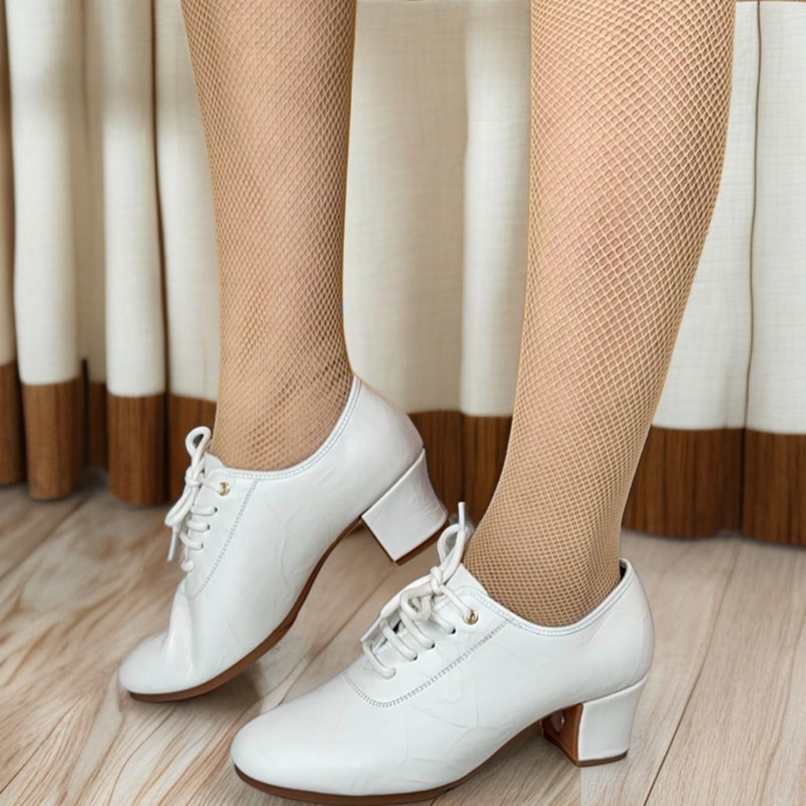 Hixingo Chaussures de Danse Grand Confort Femme Talon 5 CM, Chaussures de Danse Latine Femme Bout Fermé pour Salsa Bachata, Jazz, Latin, Standard, Rumba, Cha Cha